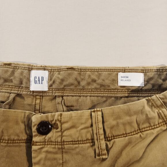 GAP Men’s Relaxed Fit Chino Pants Khaki 34x34 Cotton Casual Straight Leg - Picture 6 of 8